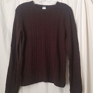 Brown, Jcrew cable knit, crew neck sweater